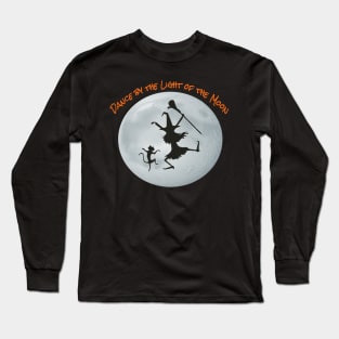 Witch and Black Cat Dancing by the light of the Moon Tee shirt Long Sleeve T-Shirt